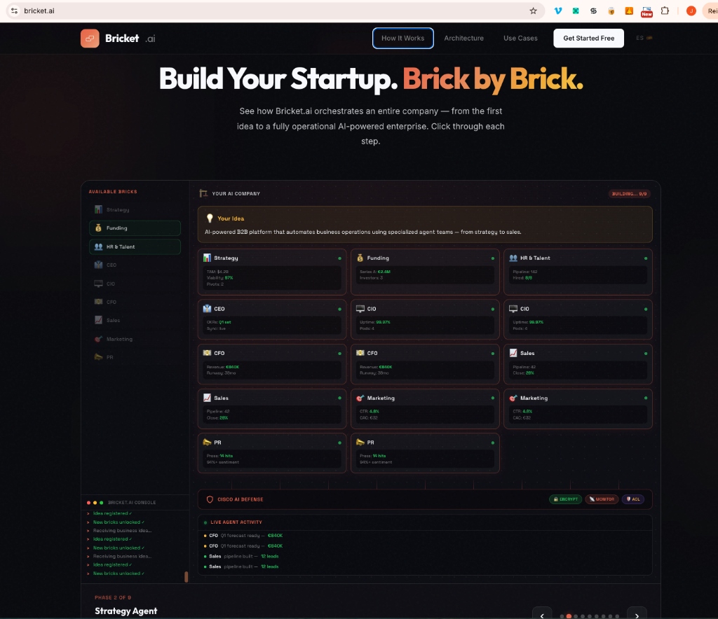Bricket.ai Platform Real Screenshot